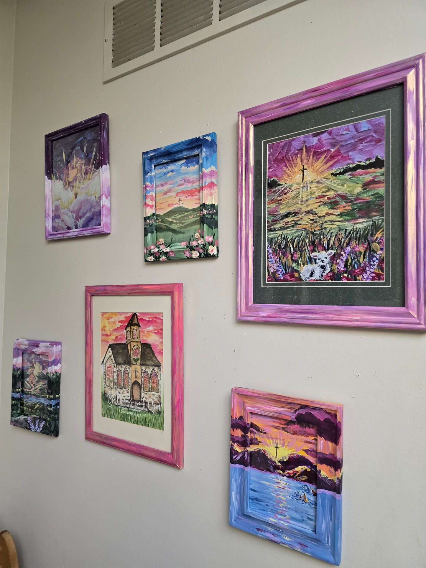 Follow Me. Art Print Inside Original Painted Wooden Frame.