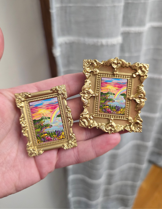 Mini Golden Painted Framed, Textured Artwork Magnet. READ DESCRIPTION.