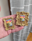 Mini Golden Painted Framed, Textured Artwork Magnet. READ DESCRIPTION.