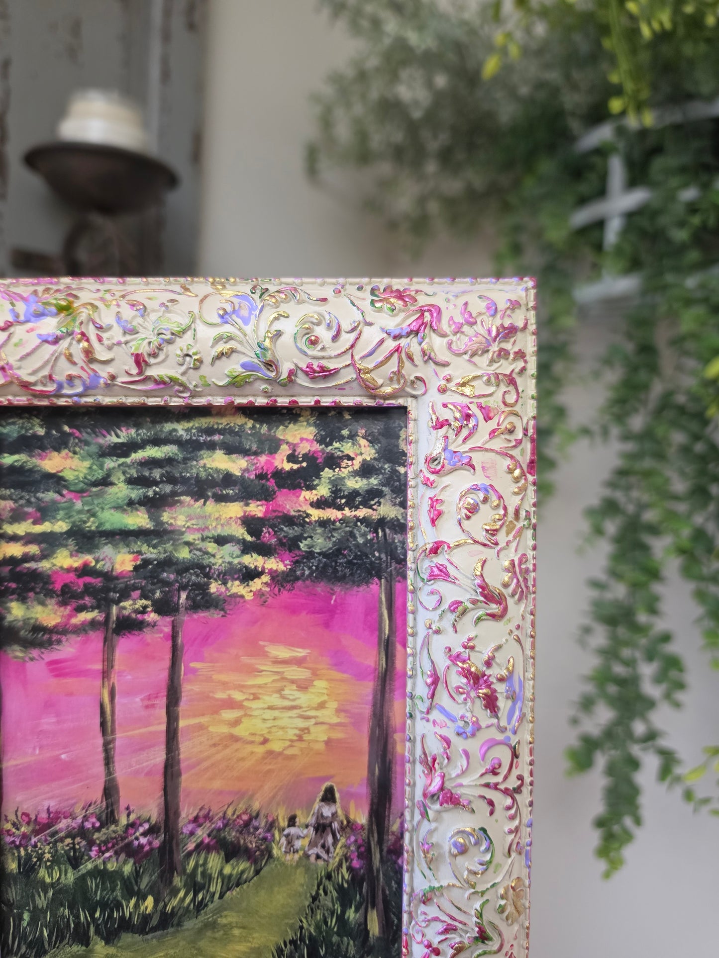 He Will Never Leave You. Print Inside Hand Painted Frame.