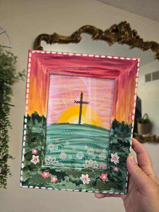 Stitched Together.  Print Inside Painted Frame.