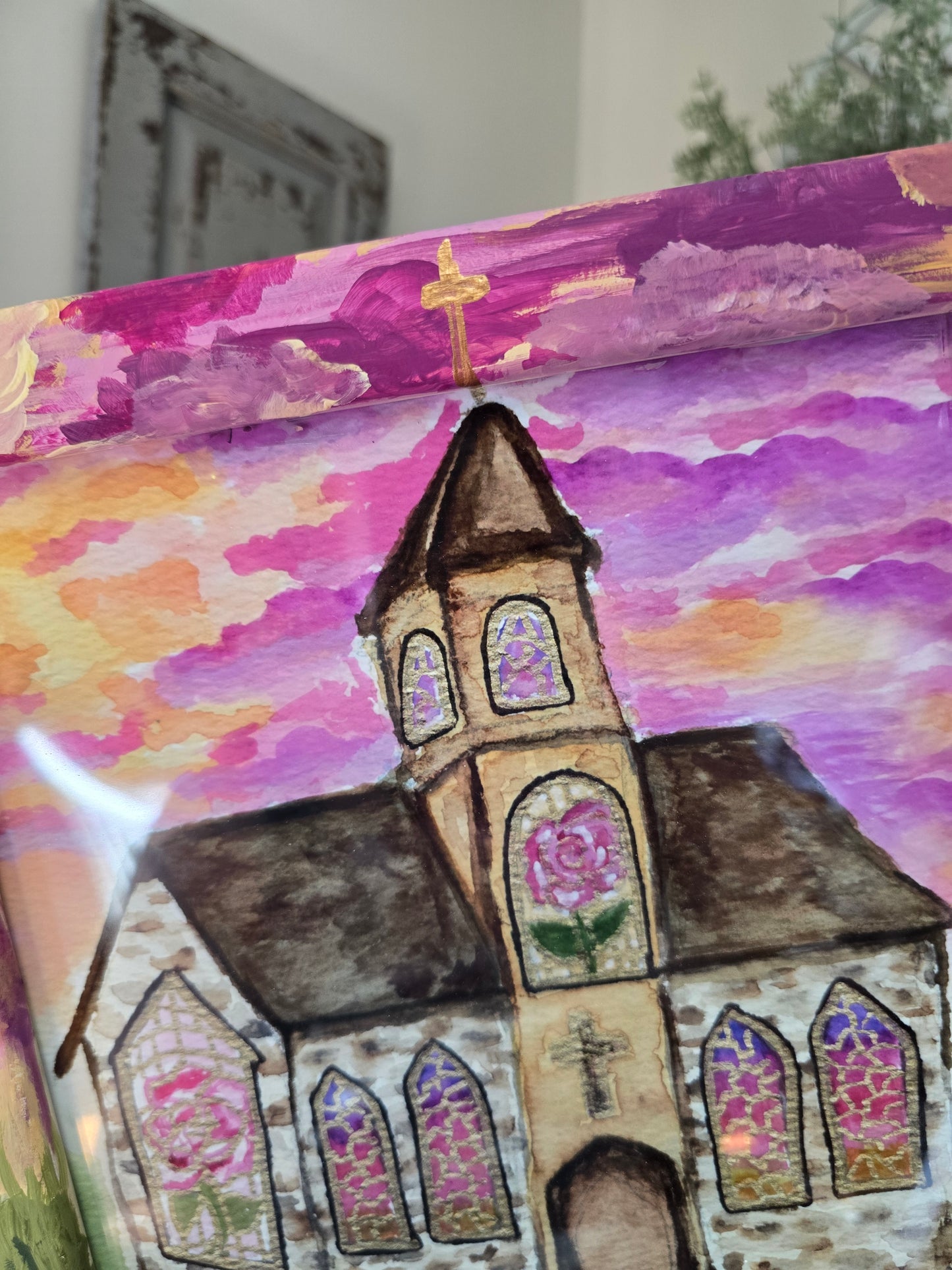 9.5x11.5in But Thanks Be To God. Print Inside Original Painted Frame.