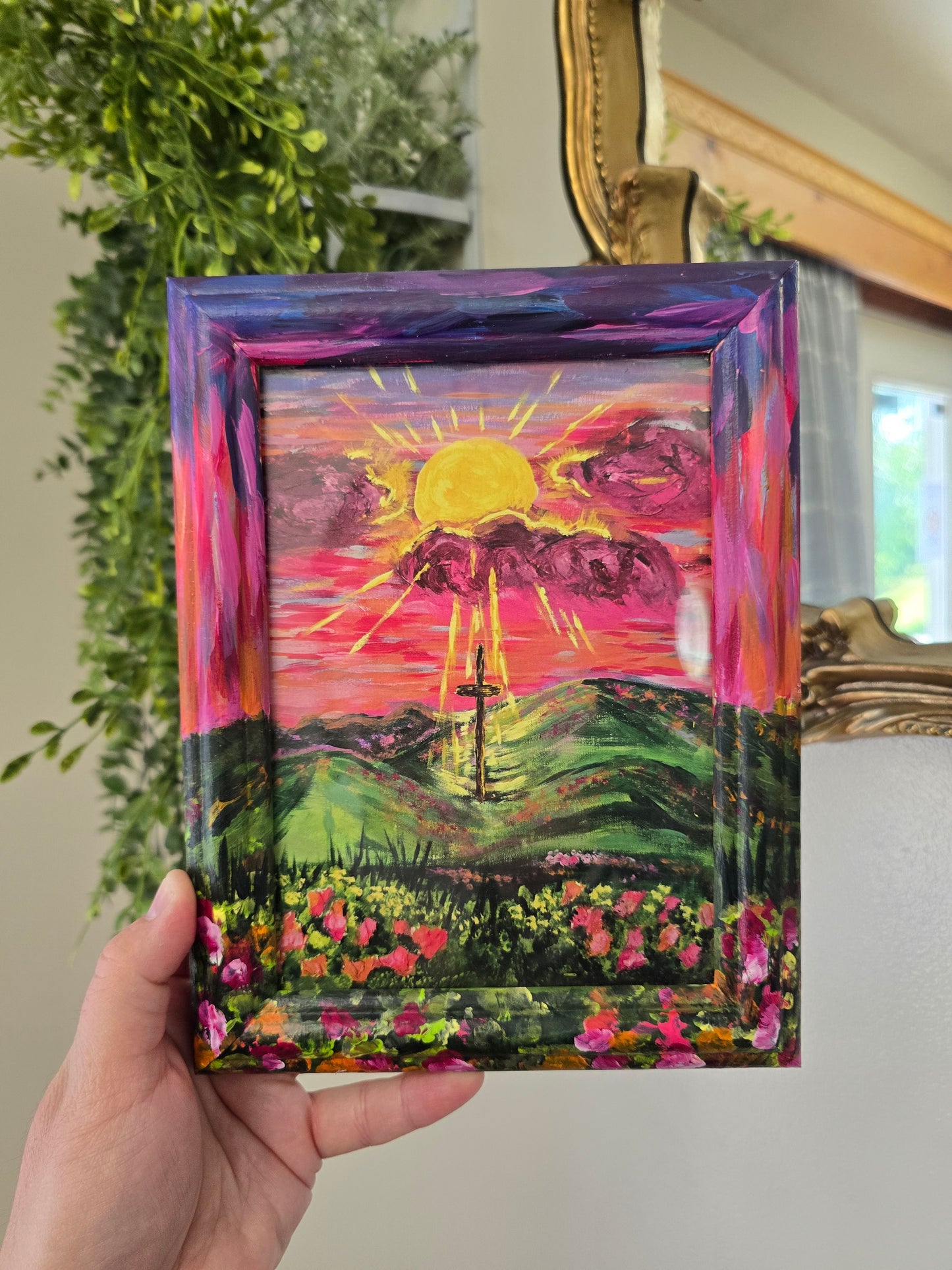 The Light Will Prevail. Print Inside Original Hand Painted Wooden Frame.