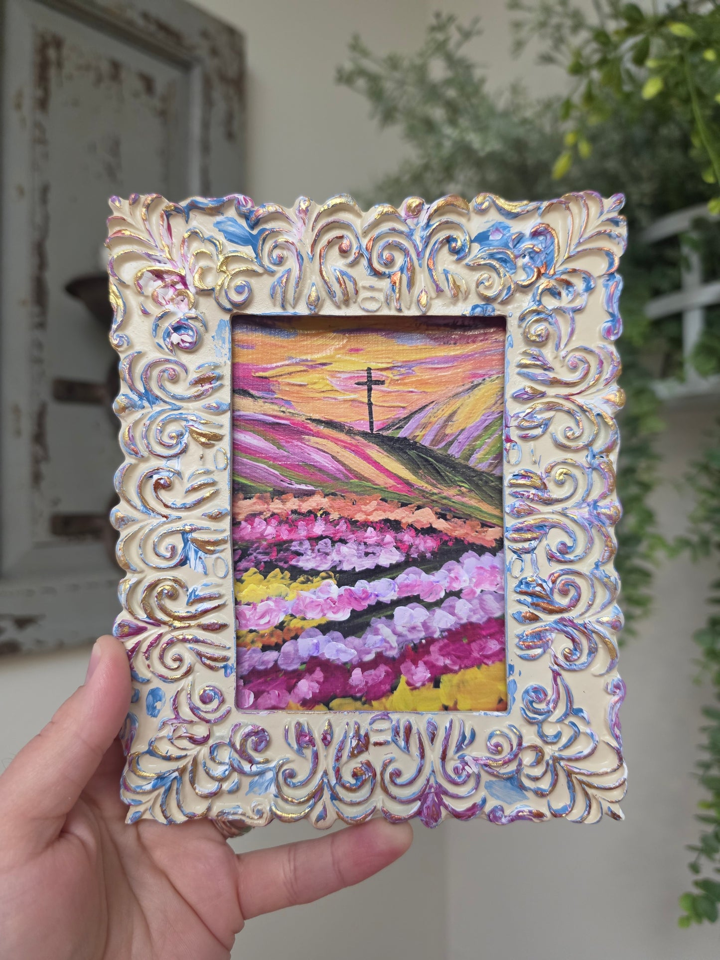 Come Near To God. He Will Come Near To You. Print Inside Hand Painted Frame.