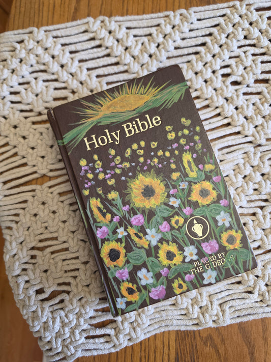 Hand Painted Bible. Table Top Decor.