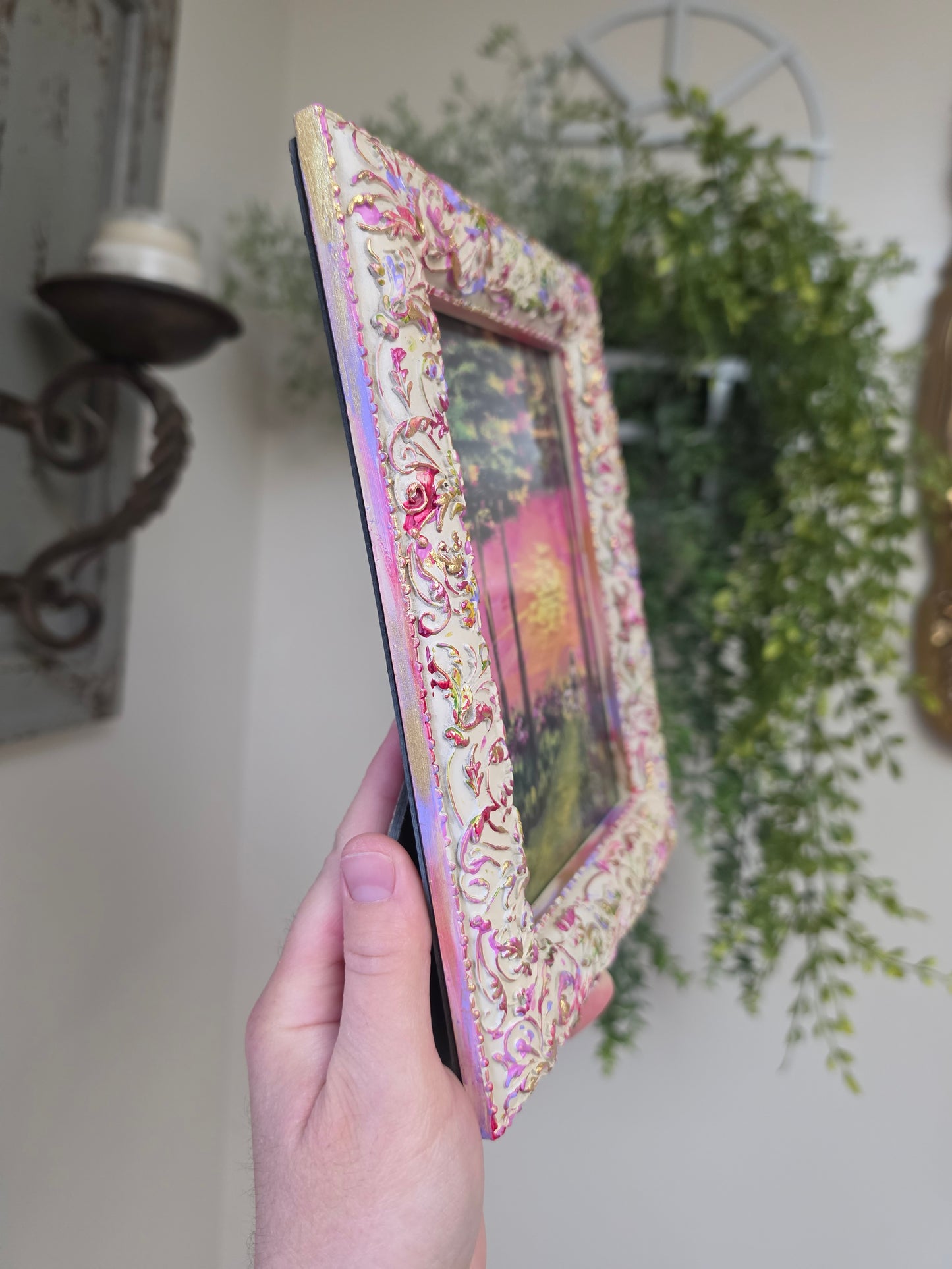 He Will Never Leave You. Print Inside Hand Painted Frame.
