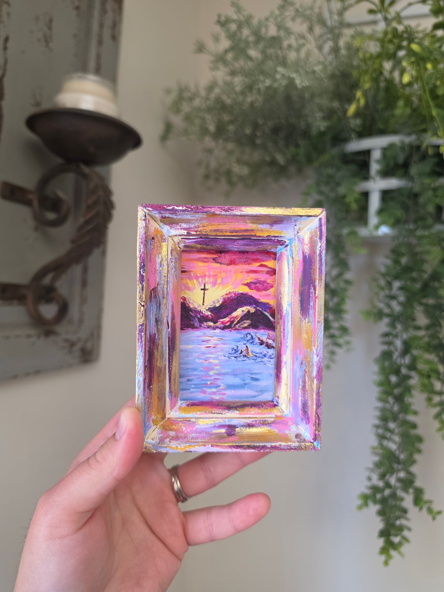Don't Be Afraid. Art Print Inside Mini Painted Wooden Frame.
