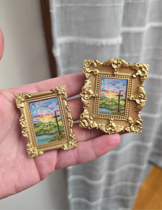 Mini Golden Painted Framed, Textured Artwork Magnet. READ DESCRIPTION.