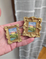 Mini Golden Painted Framed, Textured Artwork Magnet. READ DESCRIPTION.