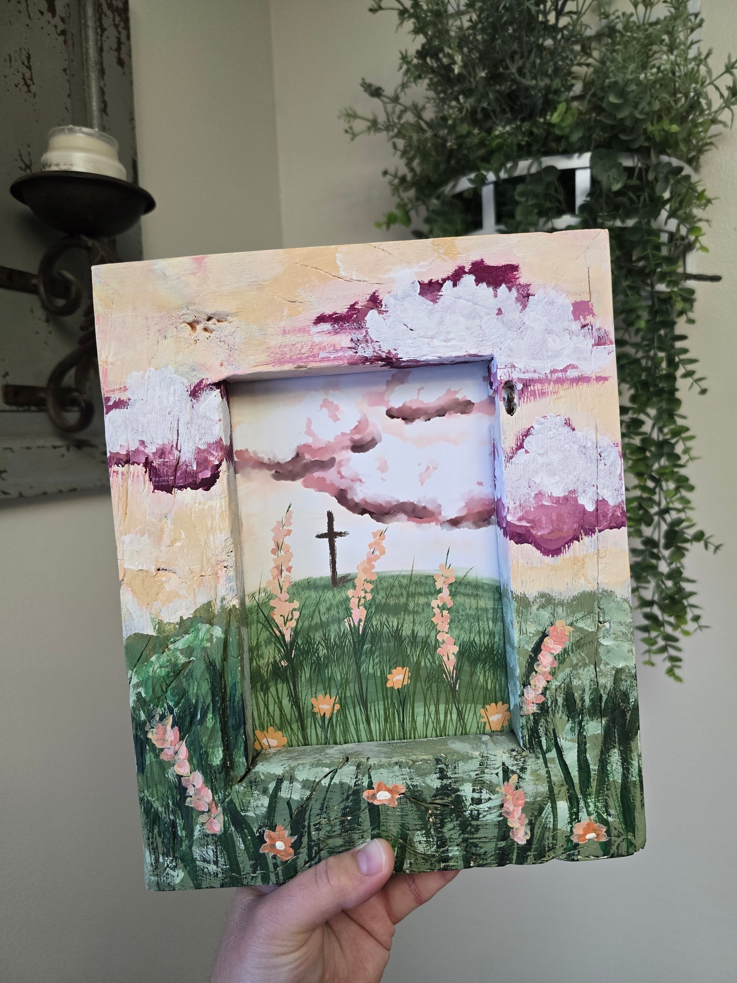 Consider The Wildflowers. Print Inside Original Painted Frame.