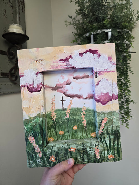 Consider The Wildflowers. Print Inside Original Painted Frame.