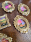 Mini Golden Painted Framed, Textured Artwork Magnet.