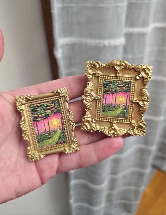 Mini Golden Painted Framed, Textured Artwork Magnet. READ DESCRIPTION.
