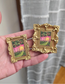 Mini Golden Painted Framed, Textured Artwork Magnet. READ DESCRIPTION.