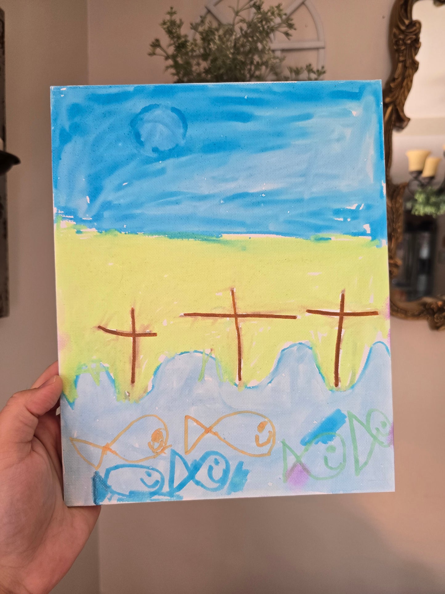 Brantleys Creations. The Sea Is His Because He Made It Psalm 95:5. Original Artwork Panel Canvas.