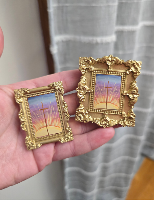 Mini Golden Painted Framed, Textured Artwork Magnet. READ DESCRIPTION.