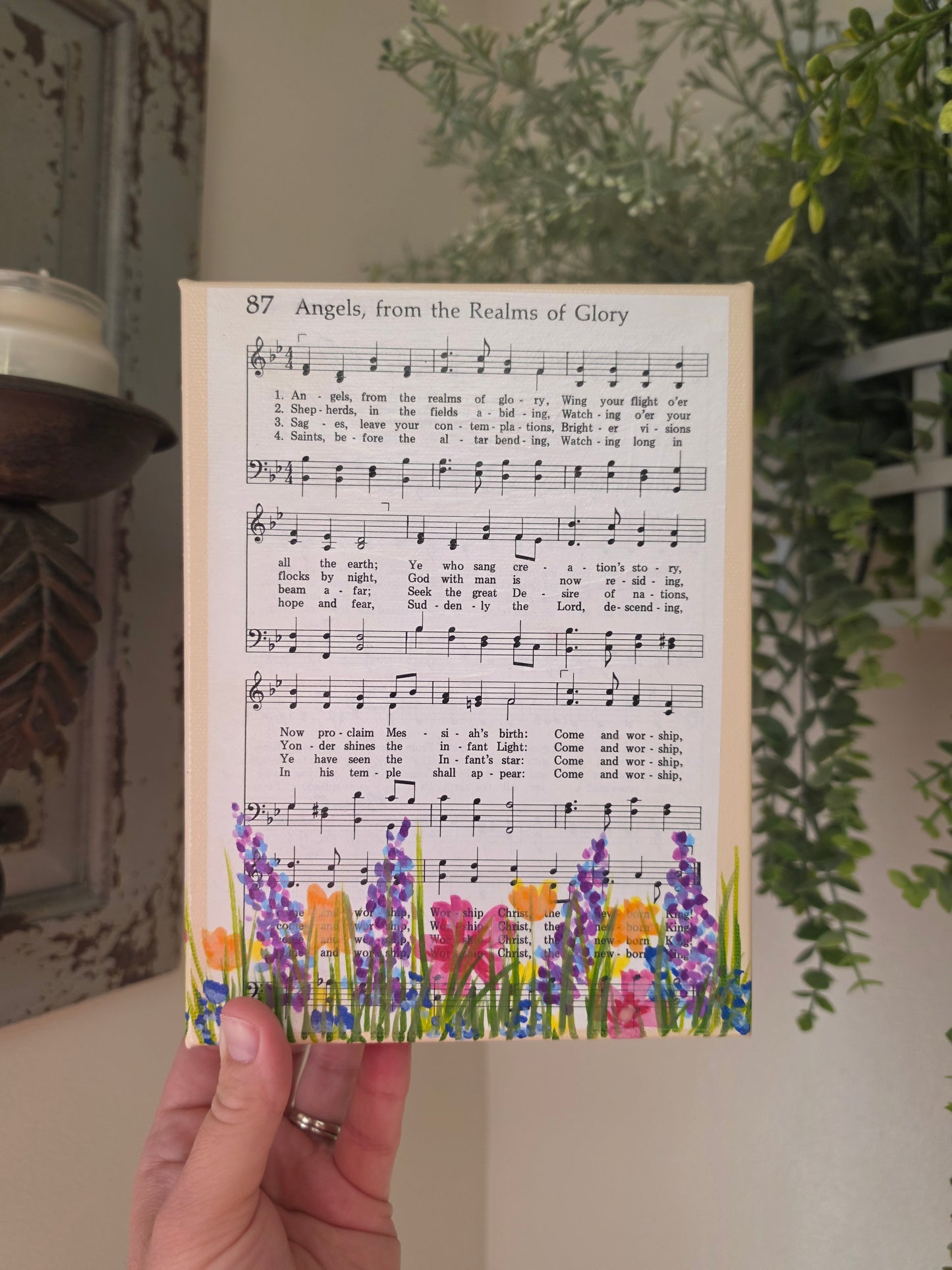 Hymn Mixed Media Canvas Artwork. Hand Drawn Details.
