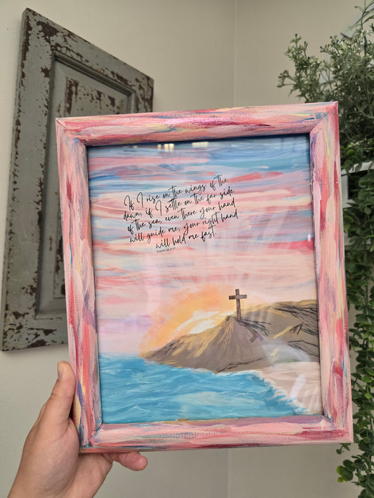 Your Hand Will Guide Me. Print In Painted Wooden Frame.