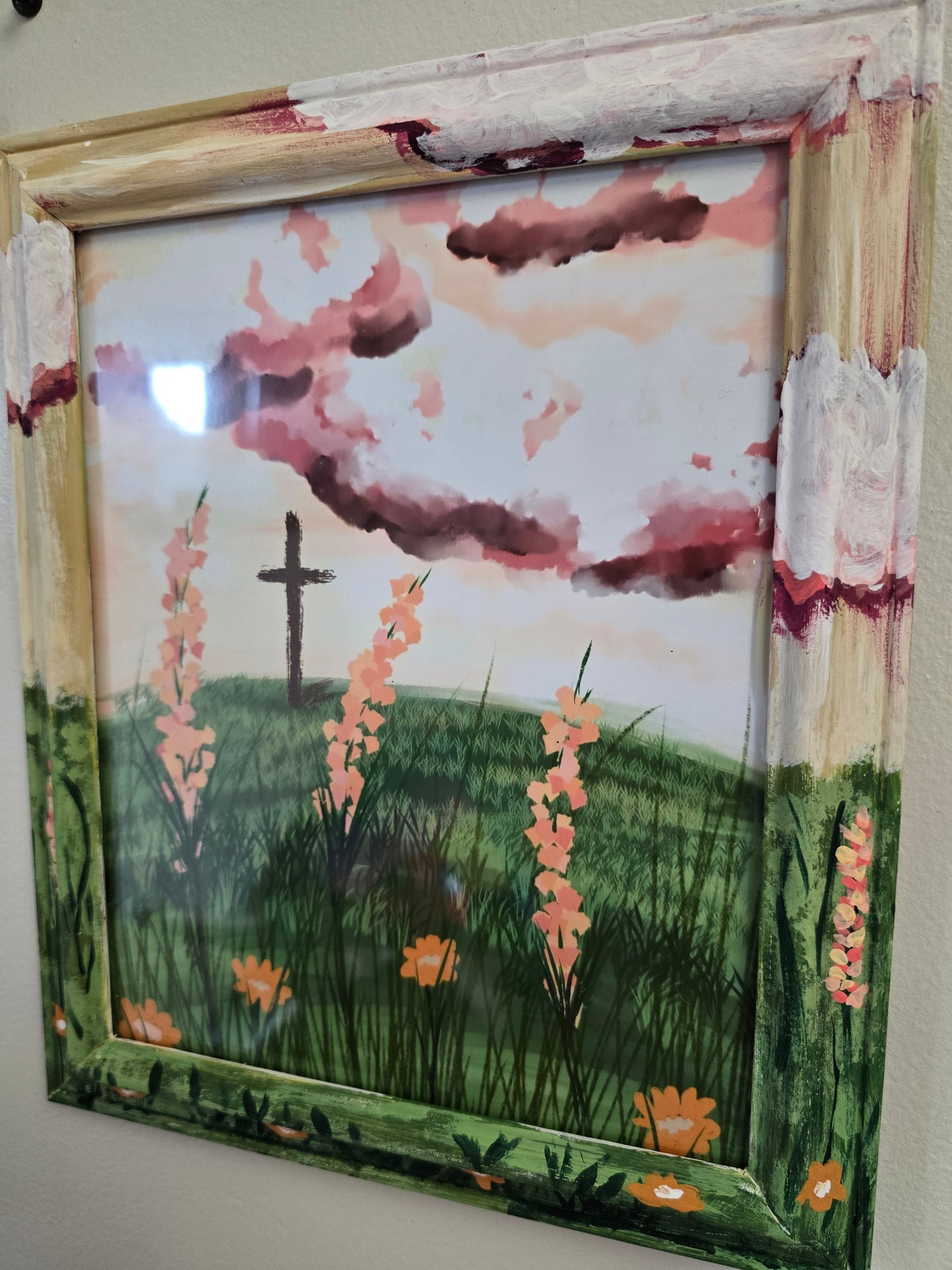 Consider How The Wildflowers Grow. Print In Painted Wooden Frame.