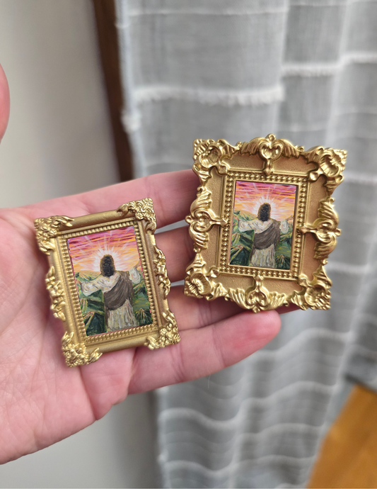 Mini Golden Painted Framed, Textured Artwork Magnet. READ DESCRIPTION.