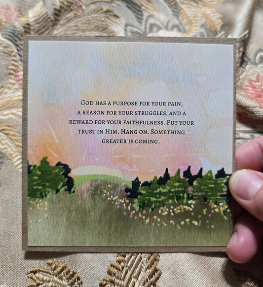 Christian Encouragment Artwork Card. Something Greater Is Coming.