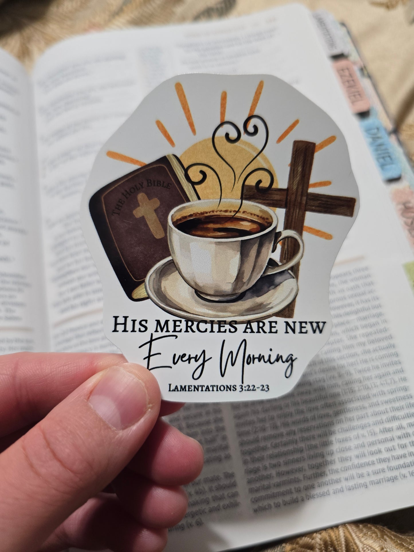 His Mercies Are New Every Morning. Artwork Vinyl Waterproof Sticker.