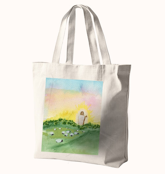 The Lord is My Shepherd Artwork Bible Study Tote Bag. 10in x 10in.