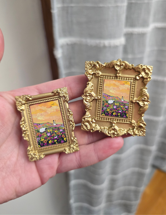 Mini Golden Painted Framed, Textured Artwork Magnet. READ DESCRIPTION.