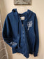 Size Womans Medium. Let All You Do Be Done In Love Light Navy Blue Full Zip Jacket.