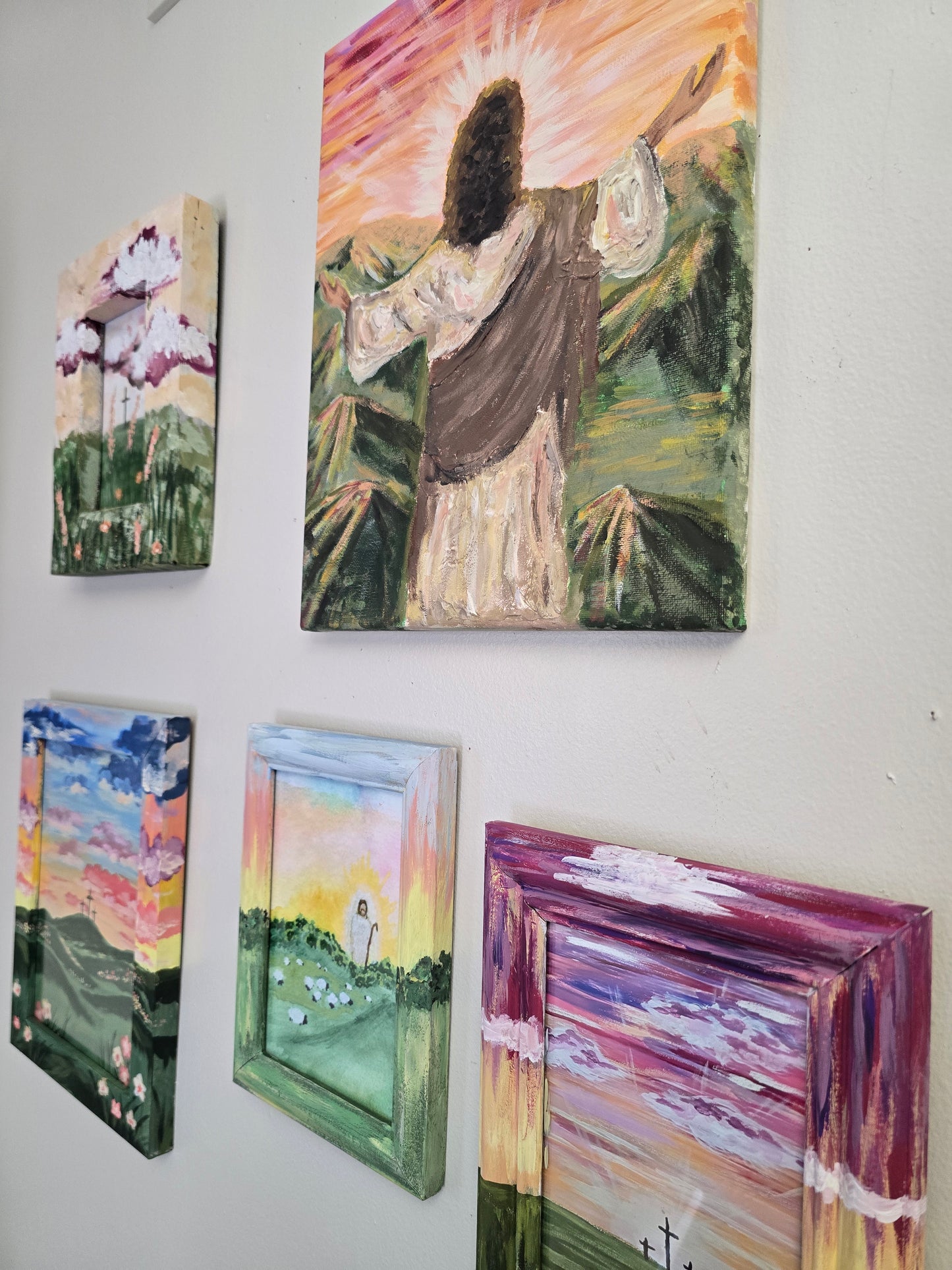 The Lord is My Shephered. Print Inside Original Painted Frame.