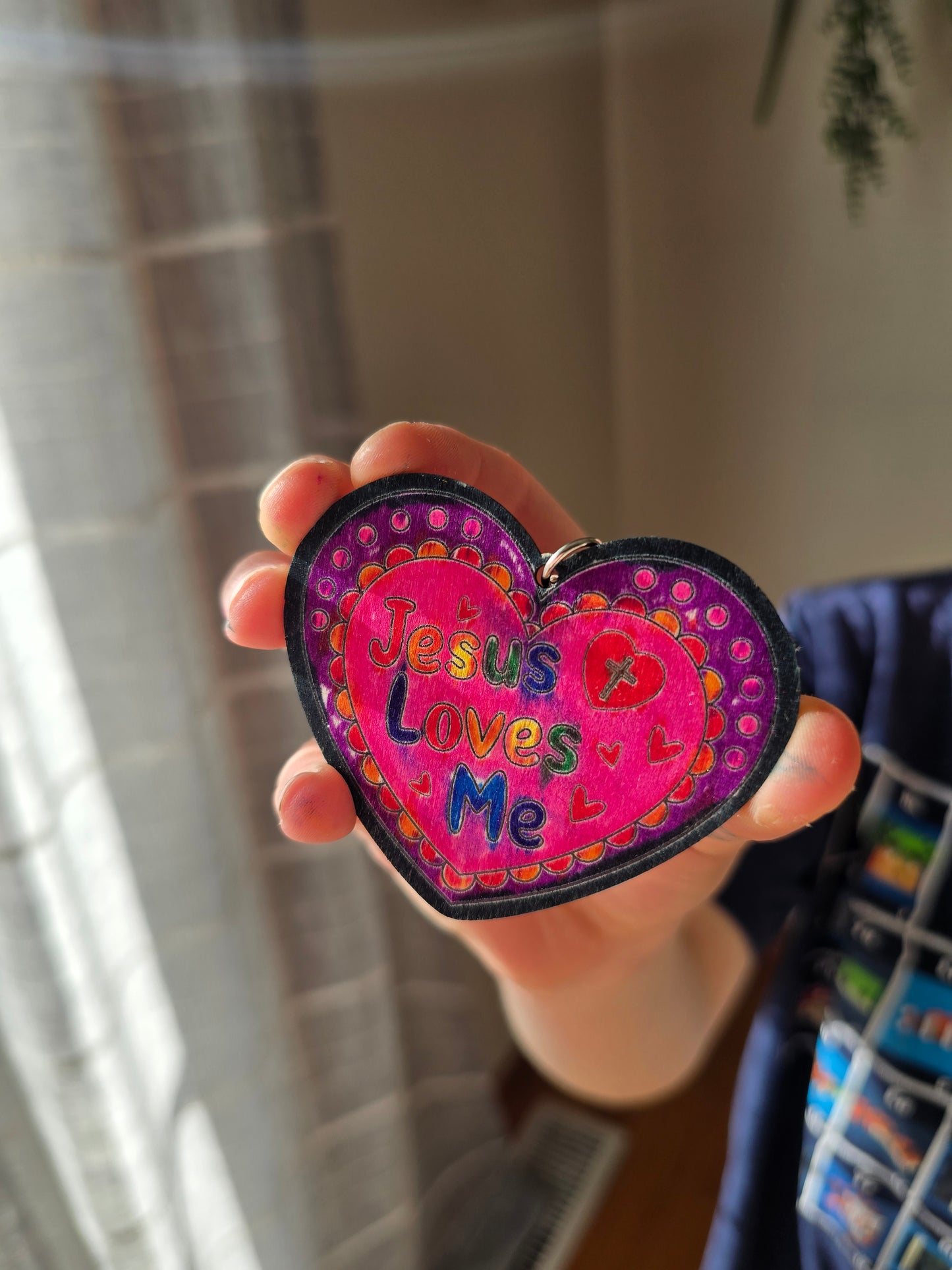Jesus Loves Me Heart Keychain. Hand Drawn By Brantley.
