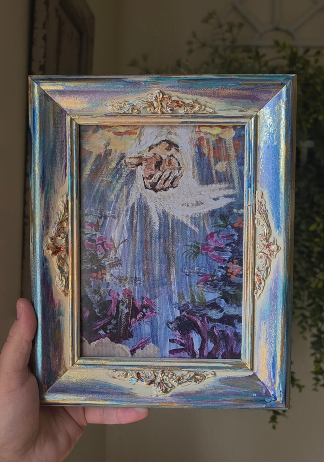 Beauty At Rock Bottom. Print Inside Handmade Painted Frame.