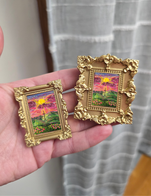 Mini Golden Painted Framed, Textured Artwork Magnet. READ DESCRIPTION.