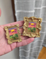 Mini Golden Painted Framed, Textured Artwork Magnet. READ DESCRIPTION.