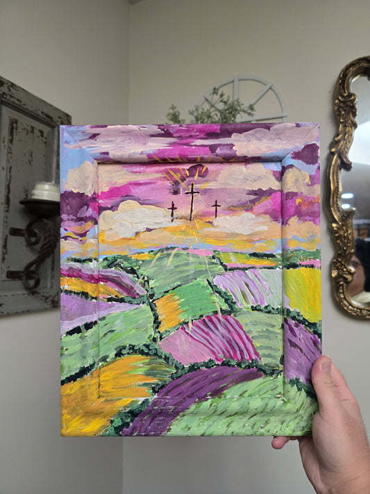 11x13in. Arise and Shine. Isaiah 60:1. Original Artwork Panel Canvas Inside Painted Wooden Frame.
