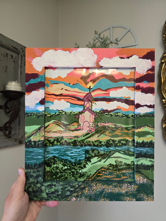 11x13in. River Of Blessings. Print Inside Orignal Painted Wooden Frame.