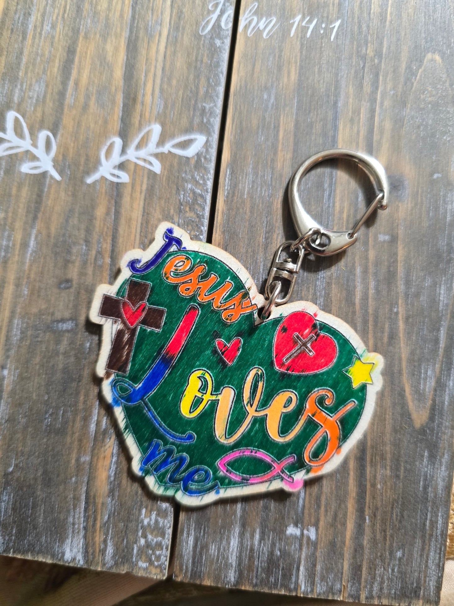 Jesus Loves You Keychain. Hand Drawn By Brantley.