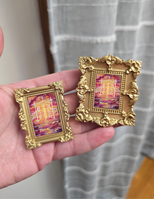 Mini Golden Painted Framed, Textured Artwork Magnet. READ DESCRIPTION.