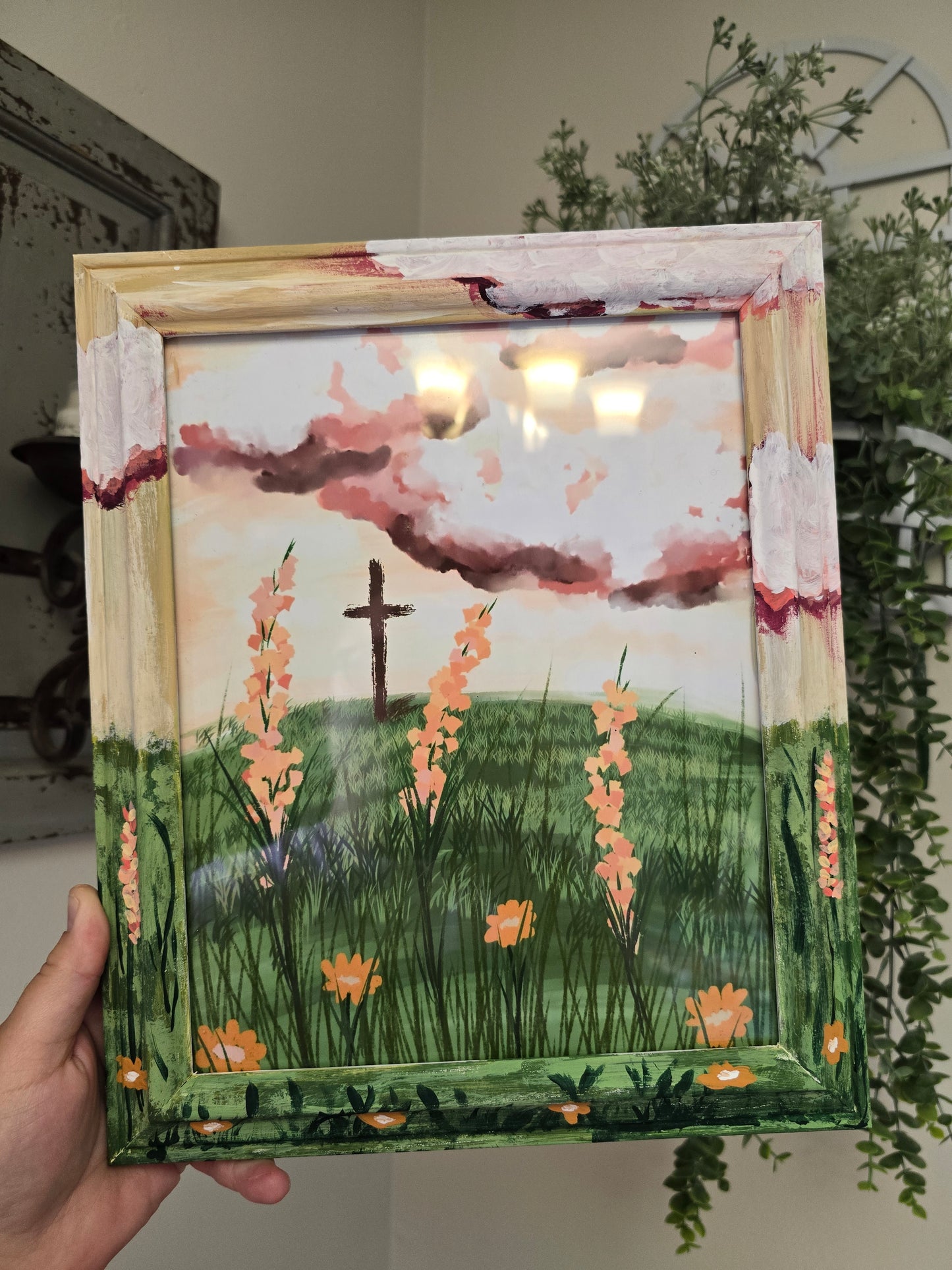 Consider How The Wildflowers Grow. Print In Painted Wooden Frame.